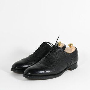 Edward Green Black Pebble Leather Full Brogue Oxford Shoes Size 11